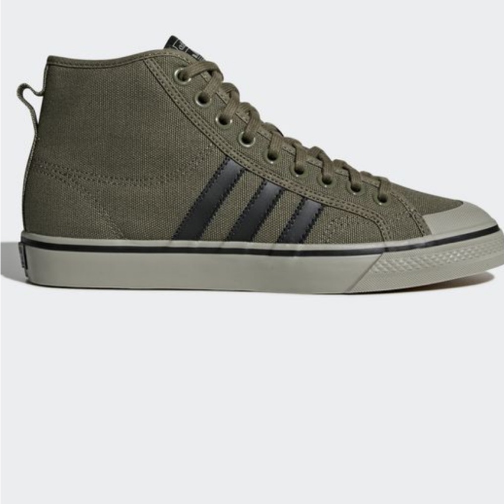 Adidas Men's Olive and Black Canvas Sneakers Nizza